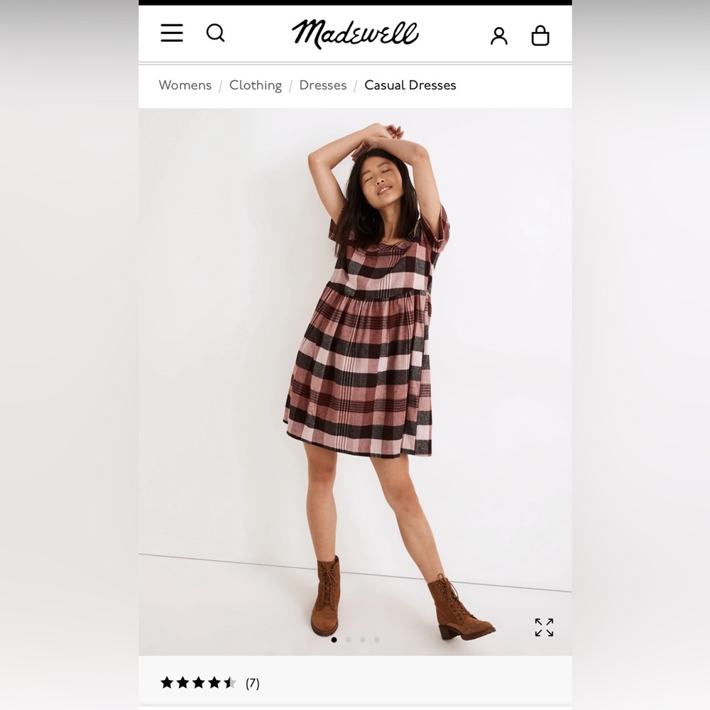 Madewell Plaid Flannel Allie Mini Dress, XXS
